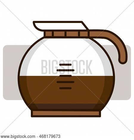 Cartoon Coffee Pot. Food Preparation. Vector Illustration. Stock Image.