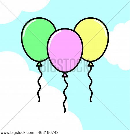 Cartoon Balloons. Party Invitation. Vector Illustration. Stock Image.