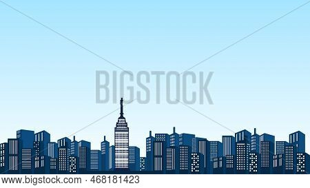 Vector Background Of Torre Latinoamericana Buildings In Urban Corner