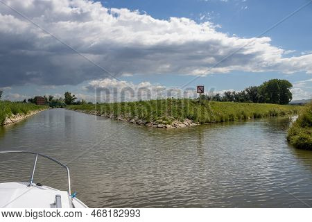 Canal Built Between Morava Part Of Czech And Slovakia By Bata. Beautiful Greenery Lining The Route, 