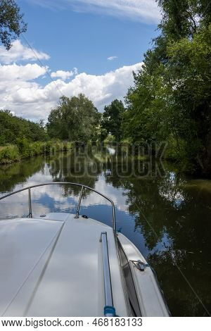 Canal Built Between Morava Part Of Czech And Slovakia By Bata. Beautiful Greenery Lining The Route, 