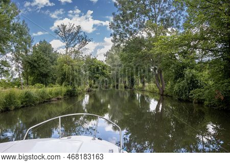 Canal Built Between Morava Part Of Czech And Slovakia By Bata. Beautiful Greenery Lining The Route, 
