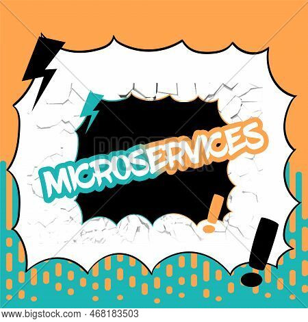 Conceptual Display Microservices. Word For Software Development Technique Building Single Function M