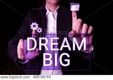 Handwriting Text Dream Big. Word For To Think Of Something High Value That You Want To Achieve