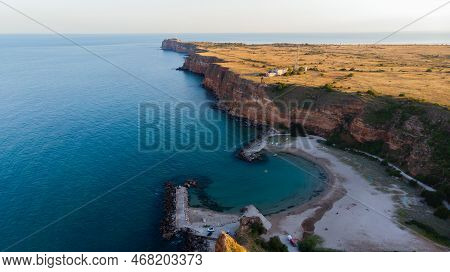 A Scenic Sunset Over The Bolata Coast, Kaliakra Region In Bulgaria - Aerial Drone Shot