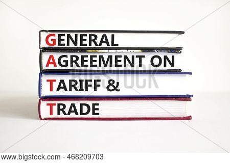 Gatt Symbol. Concept Words Gatt General Agreement On Tariff And Trade On Books On Beautiful White Ta