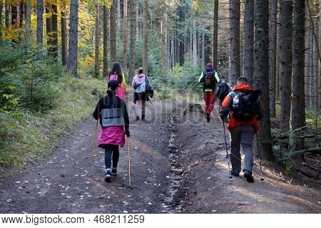 Carpathian Mountains, Ukraine - October 8, 2022 Mount Hoverla. Carpathians In Ukraine In Autumn. Tou