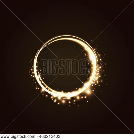 Luminous Circle, Glitter Ring. Beautiful Eye-catching Round Frame Vector