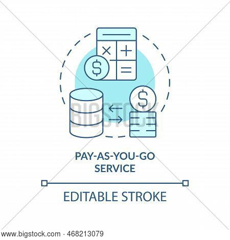 Pay As You Go Service Turquoise Concept Icon. Serverless Computing Abstract Idea Thin Line Illustrat