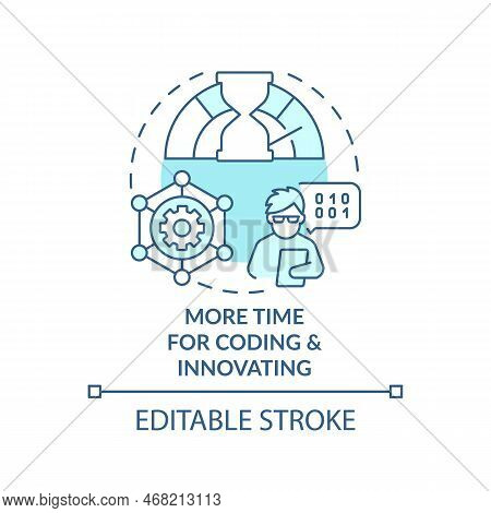 More Time For Coding And Innovation Turquoise Concept Icon. Cloud Computing Pros Abstract Idea Thin 