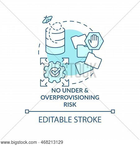 No Under Overprovisioning Risk Turquoise Concept Icon. Expand Storage Space Abstract Idea Thin Line 