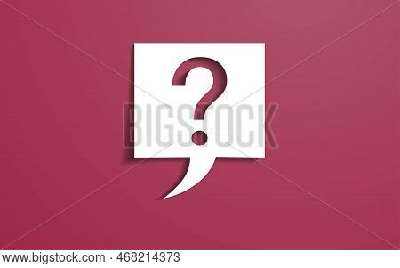 Question Mark Symbol In Paper Cut Style. Minimalist Icon Design. Viva Magenta