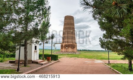 Old Burana Tower Located On Famous Silk Road, Kyrgyzstan, Is An 11th Century Minaret Located In The 