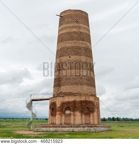 Old Burana Tower Located On Famous Silk Road, Kyrgyzstan, Is An 11th Century Minaret Located In The 