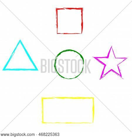Colored Geometric Shapes Frames. Trendy Design. Geometric Shape. Vector Illustration. Stock Image.