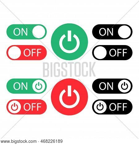 Switch Button Signs. Set Of Turn On And Off Buttons.