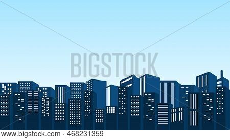 In The Background Are Many Tall Buildings In The City Center With A Beautiful View Of Twinkling Ligh