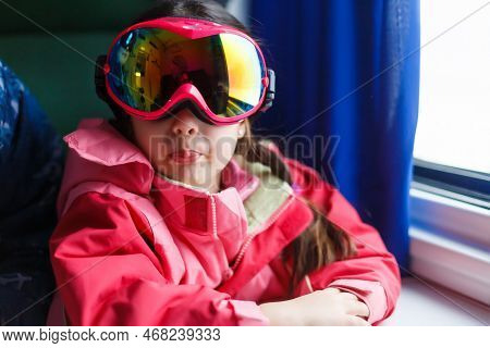 Child Traveling By Train. Little Kid In A High Speed Express Train On Family Vacation Europe. Travel