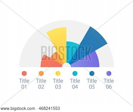 Half Pie Infographic Chart Design Template. Economic Sectors. Five Slices. Editable Arc Infochart Wi