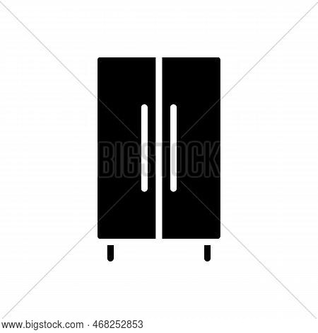 Wardrobe Closet Black Glyph Icon. Armoire For Bedroom. Wooden Cabinet. Modern Contemporary Home Furn