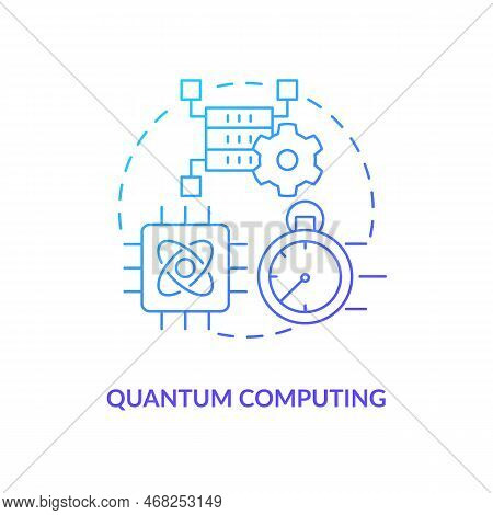 Quantum Computing Blue Gradient Concept Icon. Machine Learning Development. Data Science Technology 