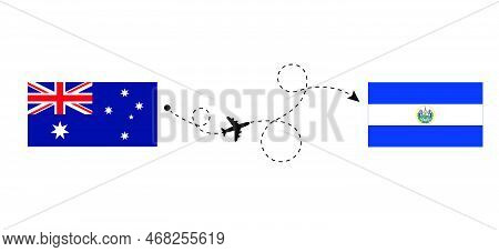 Flight And Travel From Australia To El Salvador By Passenger Airplane. Airplane Route And Country Fl