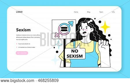 Gender Inequality Web Banner Or Landing Page. Women Social Imparity Problem.