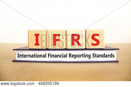 Ifrs Symbol. Concept Words Ifrs International Financial Reporting Standards On Block On Beautiful Wh