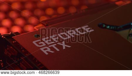 Msi Geforce Rtx 3090 Ti Gaming X Trio Graphics Card, Dark Background.