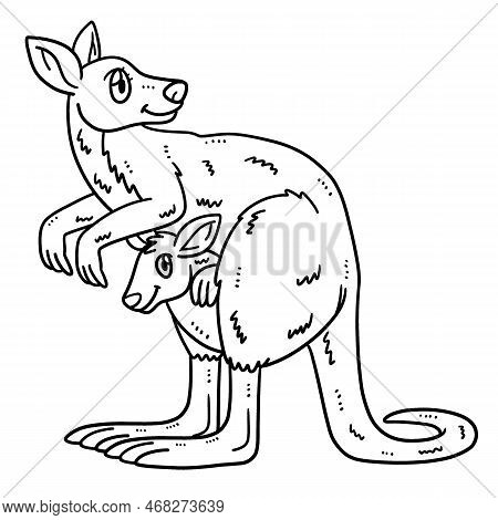 A Cute And Funny Coloring Page Of Mother Kangaroo And Baby Kangaroo. Provides Hours Of Coloring Fun 
