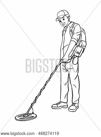 A Cute And Funny Coloring Page Of Metal Detectorist. Provides Hours Of Coloring Fun For Children. Co