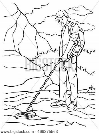 A Cute And Funny Coloring Page Of Metal Detectorist. Provides Hours Of Coloring Fun For Children. Co