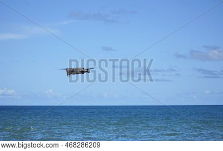Drone Over Blue Tropical Waters Of Bramston Beach