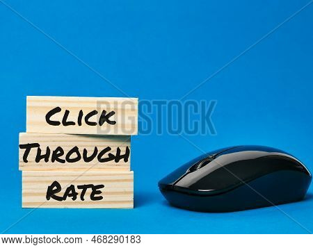 Concept Of Click Through Rate Or Ctr With Wireless Mouse.