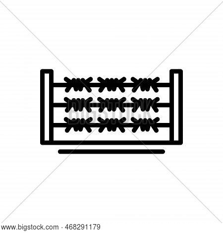 Black Line Icon For Loc Border Country Crossing Divide Protection Safe Barbed Metal Security Barbed-