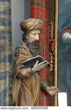 Krizevci, Croatia - May 09, 2012: Saint Joachim, Statue On The Main Altar In The Parish Church Of Ou