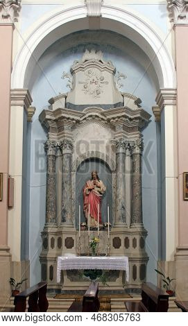 Groznjan, Croatia - June 04, 2012: Altar Of The Sacred Heart Of Jesus In The Parish Church Of Saints