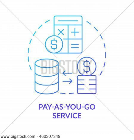 Pay As You Go Service Blue Gradient Concept Icon. Data Storage. Serverless Computing Trends. Reduce 