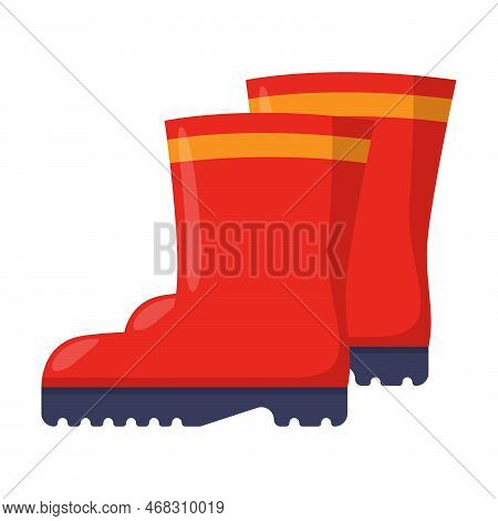 Rubber Shoes, Children Or Whole Family On White Background. Colorful Wellington Boots Vector Illustr