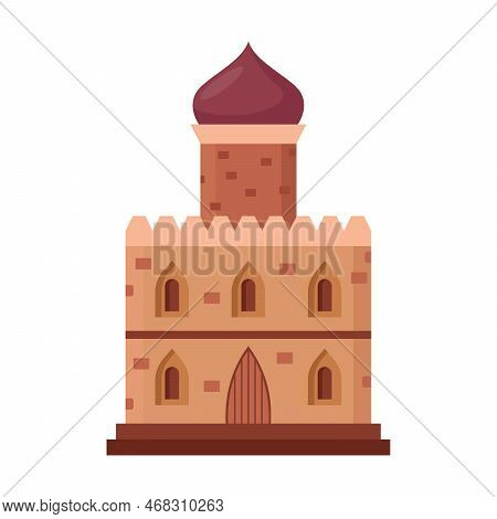 Arabian City Or Landscape Vector Illustration. Cartoon Drawing Of Old Or Ancient Islamic Or Muslim C