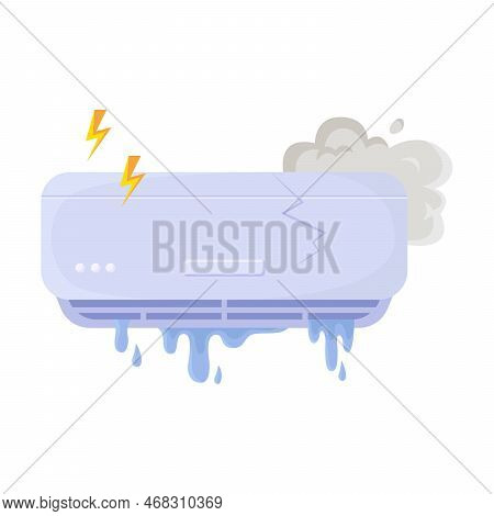 Broken Air Conditioner. Damage Or Defect Of Air Conditioning Or Home Ventilation System Due To Overh