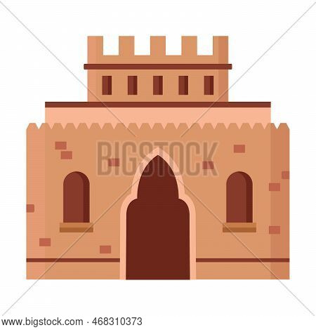 Arabian Landscape Element Vector Illustration. Cartoon Drawing Of Old Or Ancient Islamic Or Muslim C