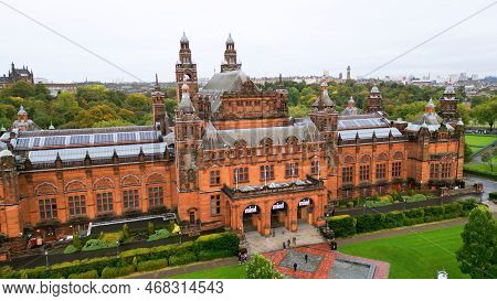 Kelvingrove Art Gallery And Museum In Glasgow - Aerial View - Glasgow, United Kingdom - October 04, 