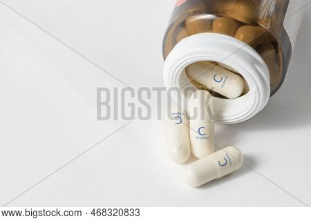 Vitamin C. Ascorbic Acid Capsules Are Essential For Wound Healing And Promote Healthy Teeth And Gums