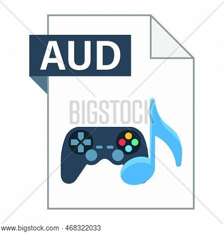 Modern Flat Design Of Aud File Icon For Web. Simple Style