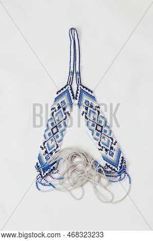 Geometric Pattern On The Gerdan Ornament, Ukrainian Beaded Ornament, Amulet.