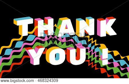 Thank You 3d Flat Typography Vector Illustration