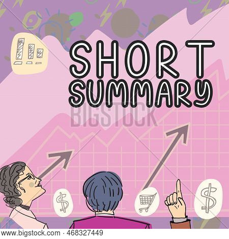 Sign Displaying Short Summary. Concept Meaning Brief Statement Of Main Points Clear