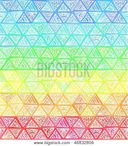 Ornate hand-drawn rainbow triangles vector