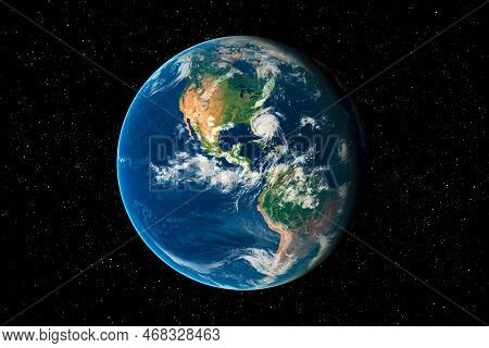 Planet Earth In Space Surrounded By Stars. This Image Elements Furnished By Nasa.